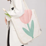 Women Nylon Flower Canvas Tote Handbag Female Cloth Shoulder Bags