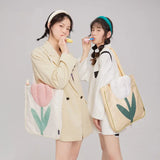 Women Nylon Flower Canvas Tote Handbag Female Cloth Shoulder Bags