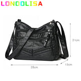 Women's 2 Layers Casual Handbags Retro Shoulder Crossbody Bags Soft Leather