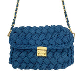 Crochet Woven Chain Lock Crossbody Shoulder Bag