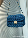 Crochet Woven Chain Lock Crossbody Shoulder Bag