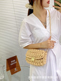 Crochet Woven Chain Lock Crossbody Shoulder Bag