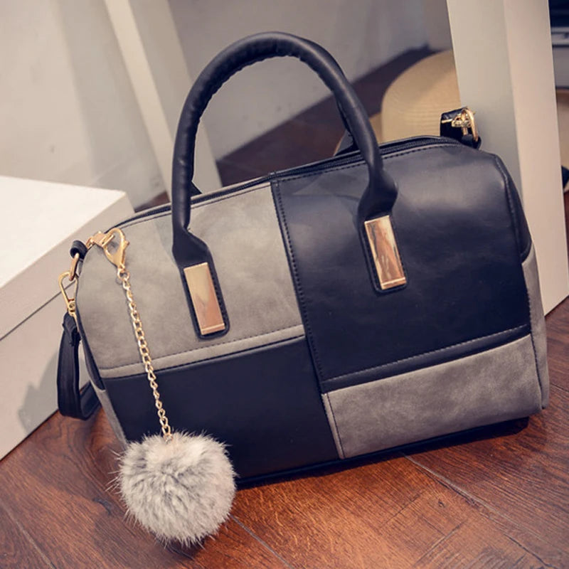 Women's European & American Stitching Hand-held Bag
