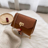 Women's Summer Sequins Lock Chain Small Square Bag Shoulder Handbag