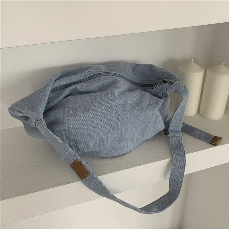 Japanese Style Shoulder Bag Twill Canvas Washed Old Bag