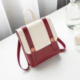 Women's Small PU Leather Backpack College Style School Bag