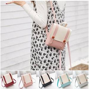 Women's Small PU Leather Backpack College Style School Bag