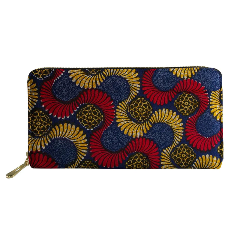 Boho Pattern PU Fabric Long Wallet Zipper Phone Bag Girls Clutch