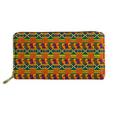 Boho Pattern PU Fabric Long Wallet Zipper Phone Bag Girls Clutch