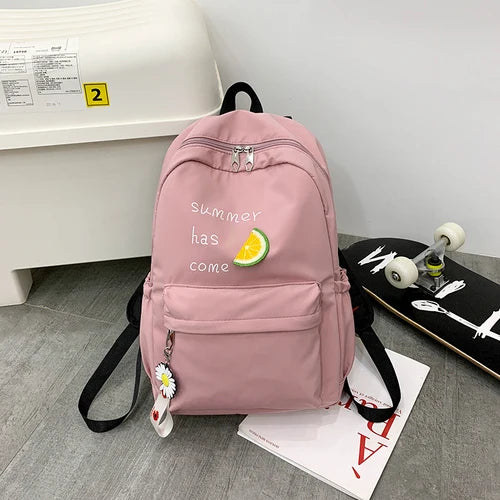 Women's Nylon Printing Backpack Large Capacity School Bag