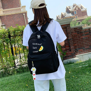 Women's Nylon Printing Backpack Large Capacity School Bag