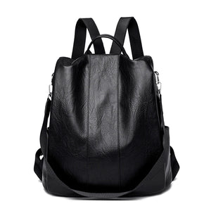 Women's Large PU Leather Backpack for Travel, School & Shoulder Bag