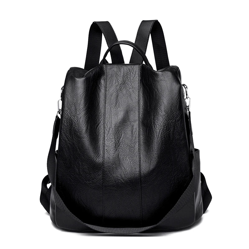 Women's Large PU Leather Backpack for Travel, School & Shoulder Bag