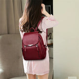 Women's Backpack Travel Large PU Leather Handbag Schoolbag For Girls
