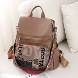 Women's Printed Nylon Oxford Backpack Casual Outdoor Safety Bag