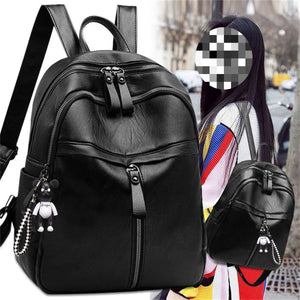 Women's PU Leather Backpack Casual Satchel Rucksack