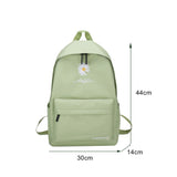 Canvas School Backpack Green Daisy Embroidery Large Capacity