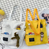 Women's Canvas Backpack Crossbody Bag Large Capacity Tote Bag Animal Cartoon