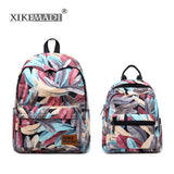 Women's Backpack Feather Print Youth Anti-Theft Travel Packbag