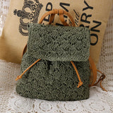 Women's Hollow Out Straw Beach Backpack Mochila Capacity Backpacks