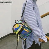 Women's European Style Laser Backpack Transparent Beach Bag