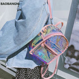 Women's European Style Laser Backpack Transparent Beach Bag