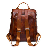 Vintage Leather Backpack School Bag Girls