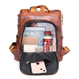 Vintage Leather Backpack School Bag Girls