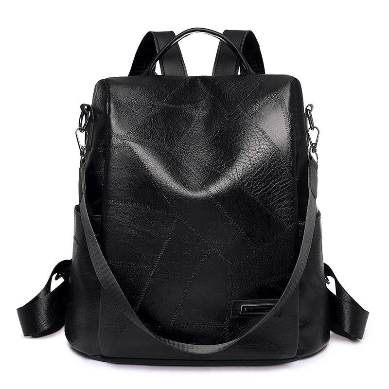 Vintage Leather Backpack For Girls High School Leisure Shoulder Bag
