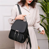Women's Tassel Anti-theft Backpack Rucksack Shoulder Bag