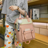 Contrast Nylon School Bag For Teen Girls Large Capacity Travel Bag