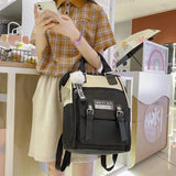Contrast Nylon School Bag For Teen Girls Large Capacity Travel Bag