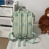 Contrast Nylon School Bag For Teen Girls Large Capacity Travel Bag