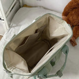 Contrast Nylon School Bag For Teen Girls Large Capacity Travel Bag