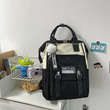 Contrast Nylon School Bag For Teen Girls Large Capacity Travel Bag