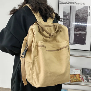 Canvas Women's Backpack for Teenage Girl Boy Schoolbag