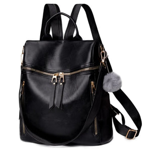 Women's Leather Backpack Purse Large Capacity Travel Shoulder Bag