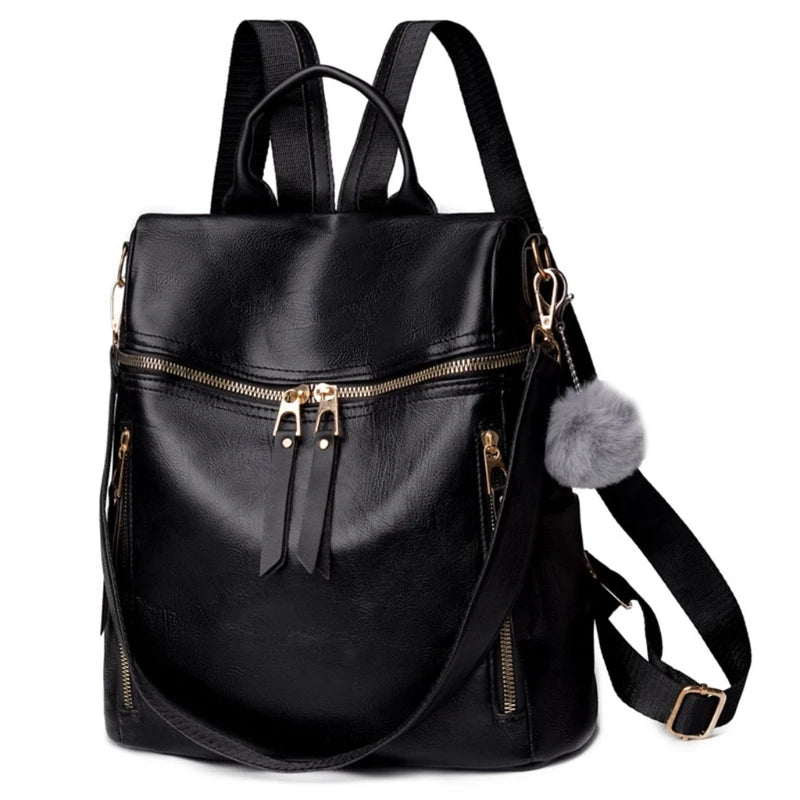 Women's Leather Backpack Purse Large Capacity Travel Shoulder Bag