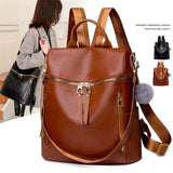 Women's Leather Backpack Purse Large Capacity Travel Shoulder Bag