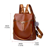 Women's Leather Backpack Purse Large Capacity Travel Shoulder Bag