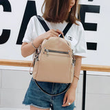 Women's Leather Backpack Schoolbag Casual Shoulder Bag