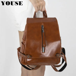 Women's PU Leather Backpack Schoolbag Casual Travel Shoulder Bag