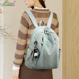 Women's Large Capacity Casual Backpack Solid Shoulder Bag High Nylon Cloth