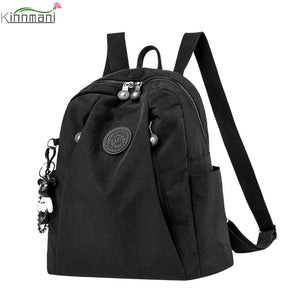 Women's Large Capacity Casual Backpack Solid Shoulder Bag High Nylon Cloth