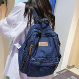 Women's Denim Backpack Large School Bagpack for Teenagers Girls