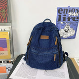 Women's Denim Backpack Large School Bagpack for Teenagers Girls