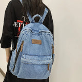 Women's Denim Backpack Large School Bagpack for Teenagers Girls
