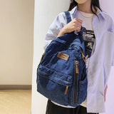 Women's Denim Backpack Large School Bagpack for Teenagers Girls