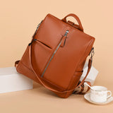 Women's PU Leather Backpack Large Capacity School Bag