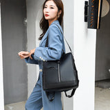 Women's PU Leather Backpack Large Capacity School Bag